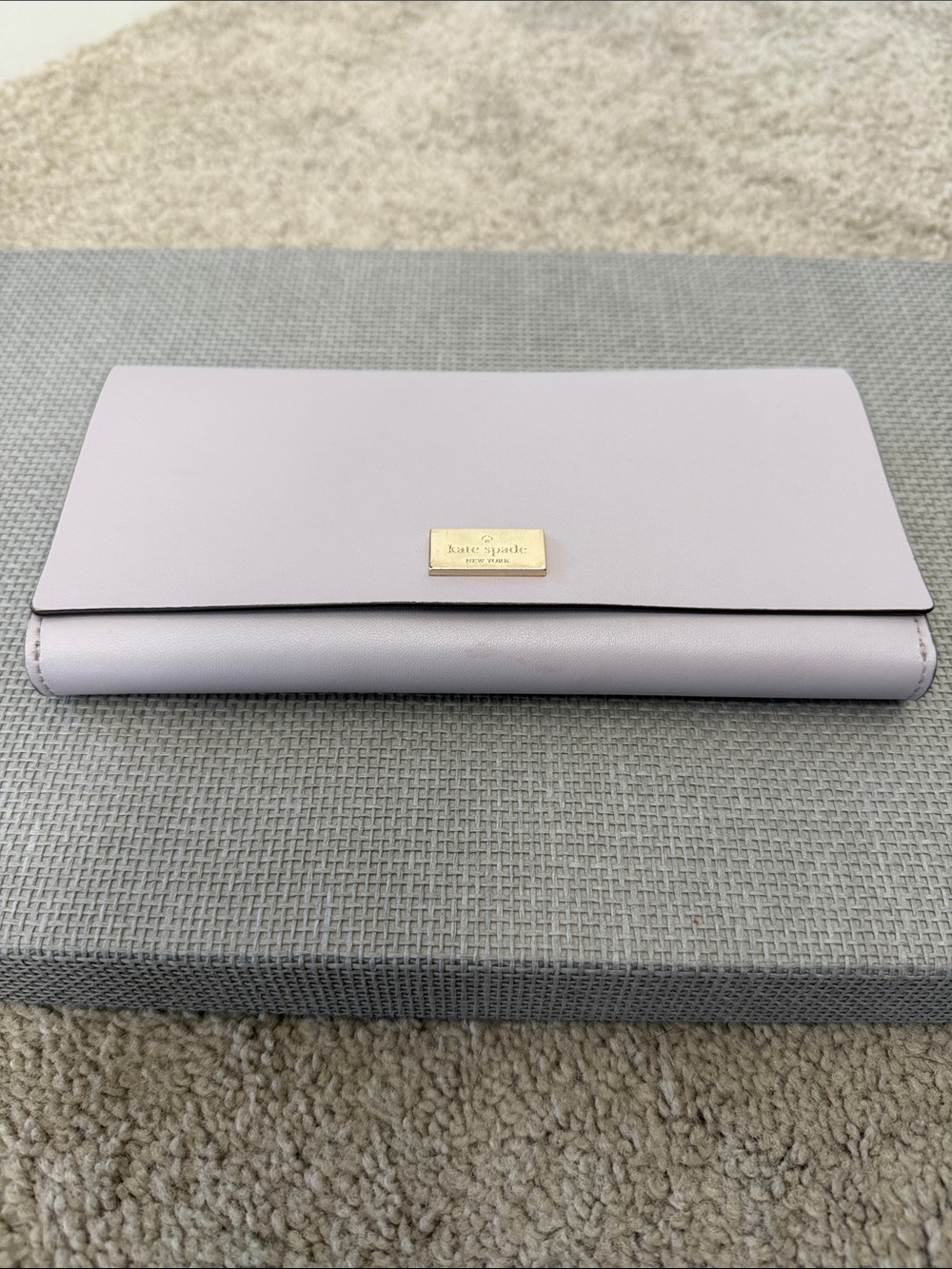 kate spade Pale Lavender Leather Continental Wallet with Gold Plaque